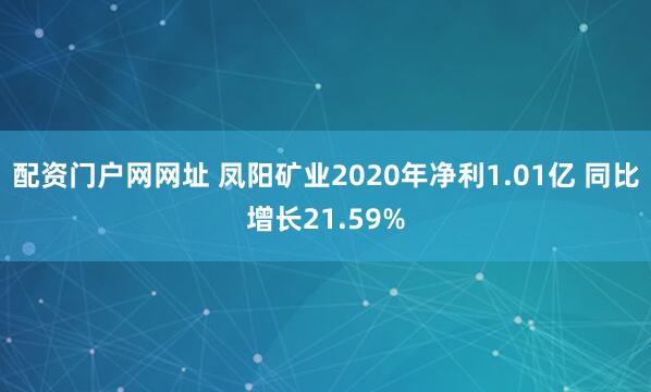 配资门户网网址 凤阳矿业2020年净利1.01亿 同比增长21.59%
