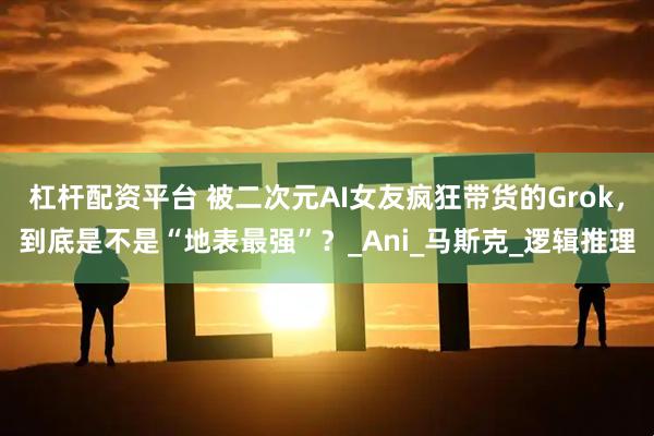 杠杆配资平台 被二次元AI女友疯狂带货的Grok，到底是不是“地表最强”？_Ani_马斯克_逻辑推理